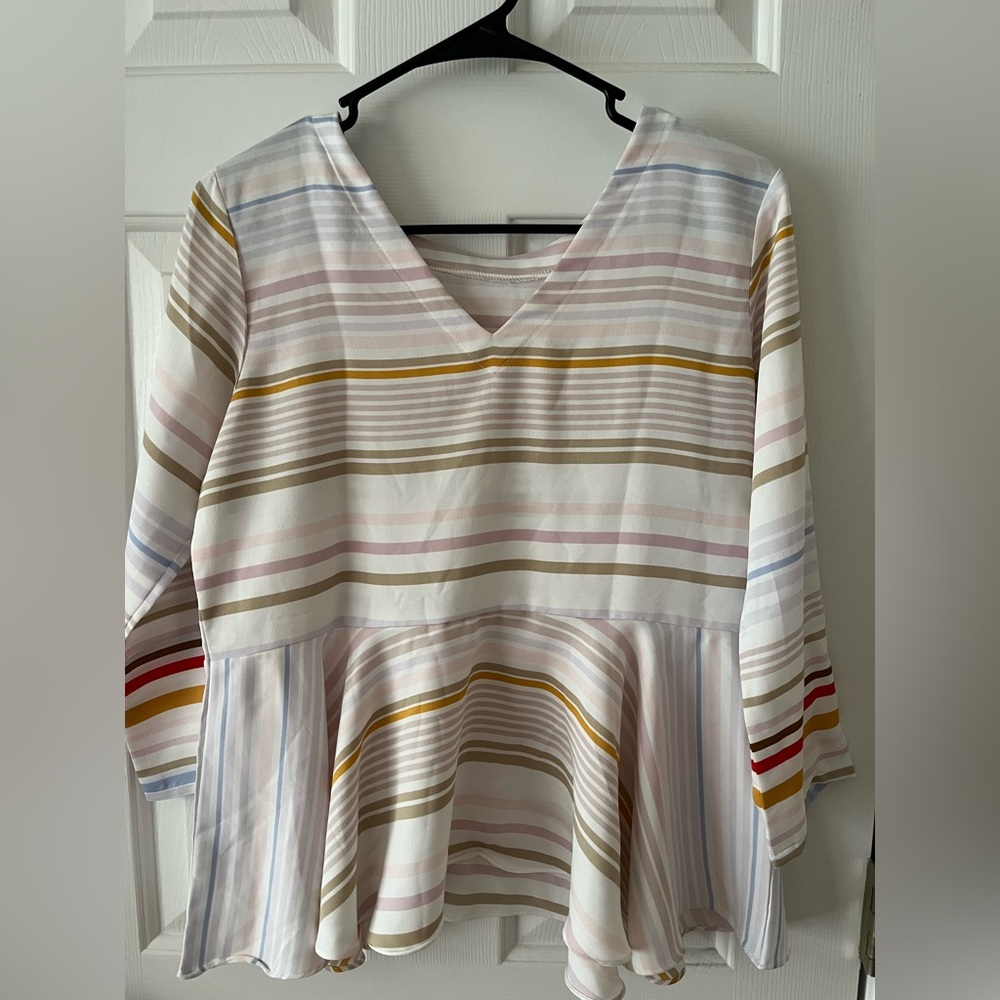 AND Striped Peplum Top, S-M size, New